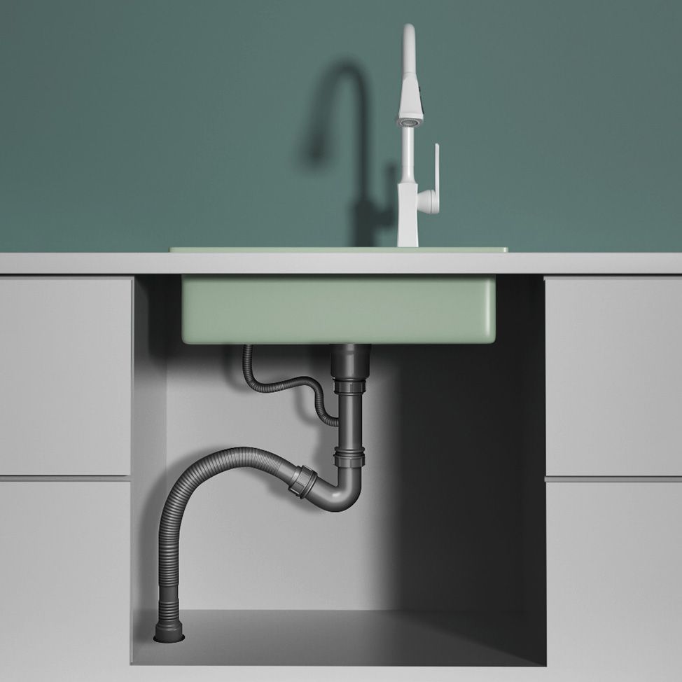 Rectangle Quartz Kitchen Sink in Peppermint Green Single Bowl Sink