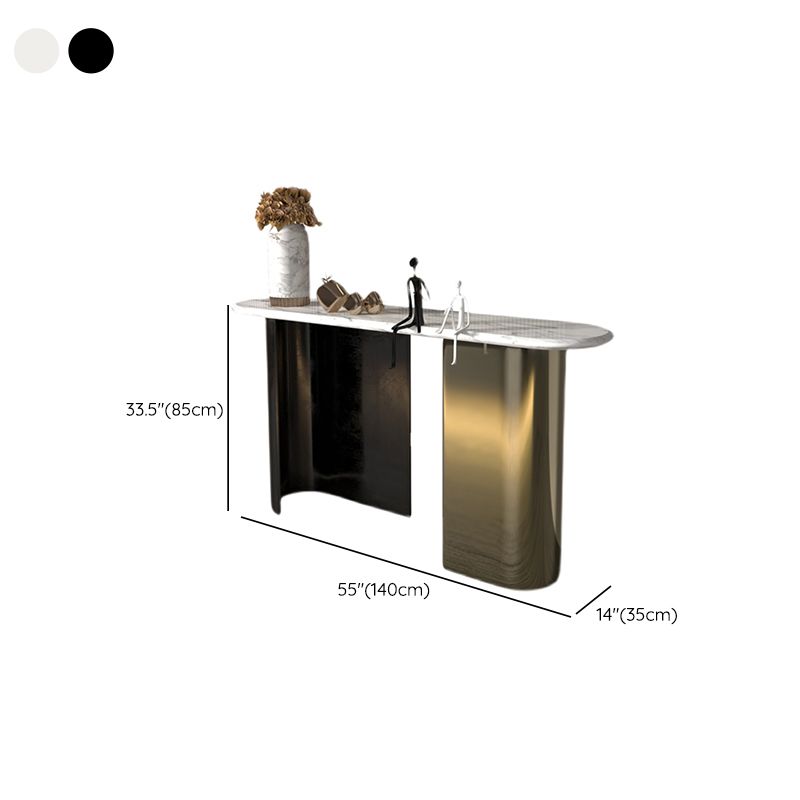 Modern Oval Console Table Metal Console Sofa Table in Black and Gold