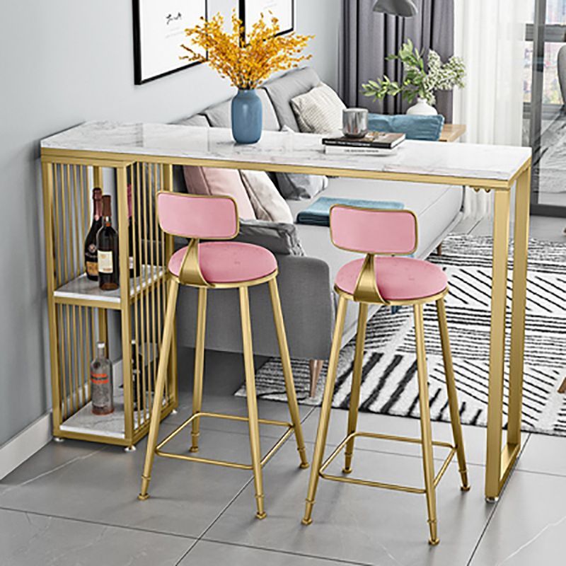 Glam 1/2/3 Pieces Metal Bar Table Set Rectangle Bar Table with High Stools for Home