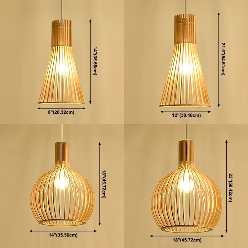 Luce a sospensione in legno in stile moderno 1 Apparecchio di lampada appesa alla luce per soggiorno