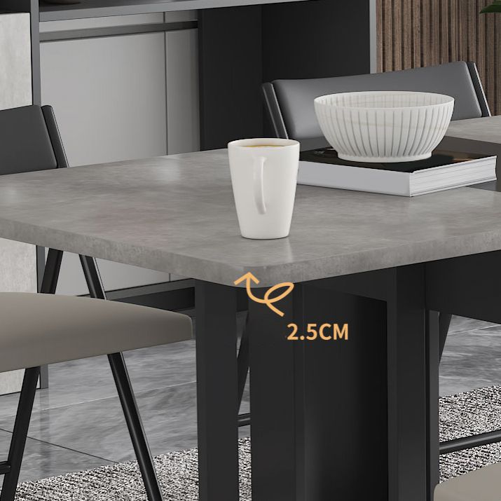 Modern Foldable Wood Top Dining Table Extendable for Small Spaces in Grey