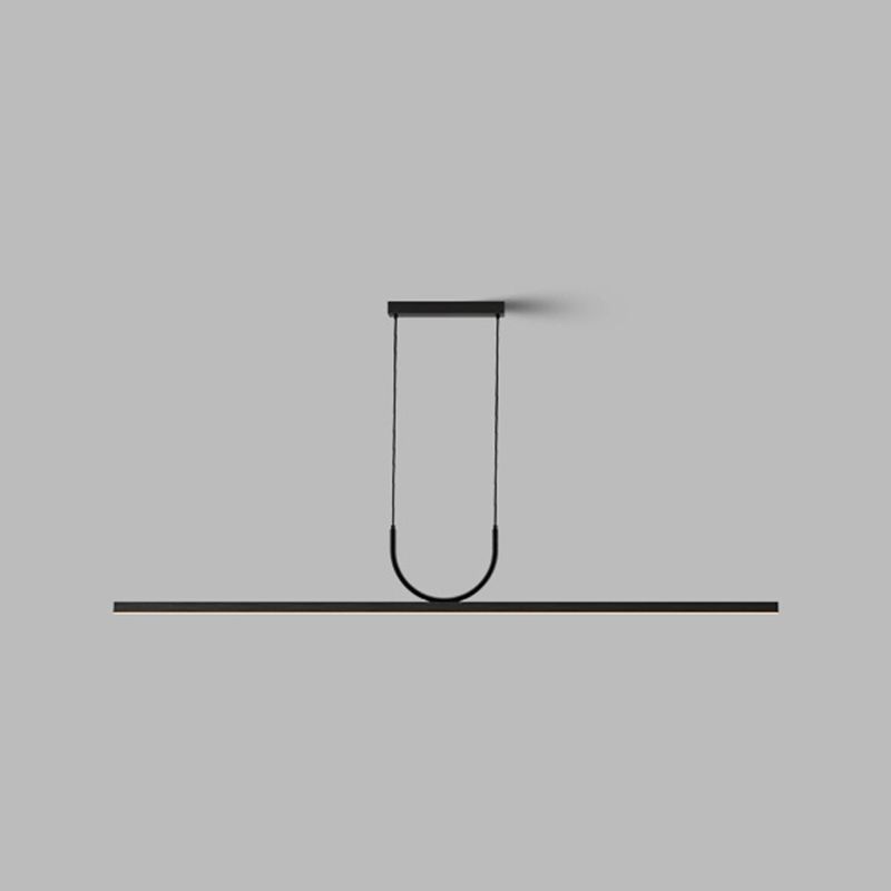 Linear 1 - Light LED Ceiling Pendant Fixture in Dark Black Aluminum Kitchen Island Fixture