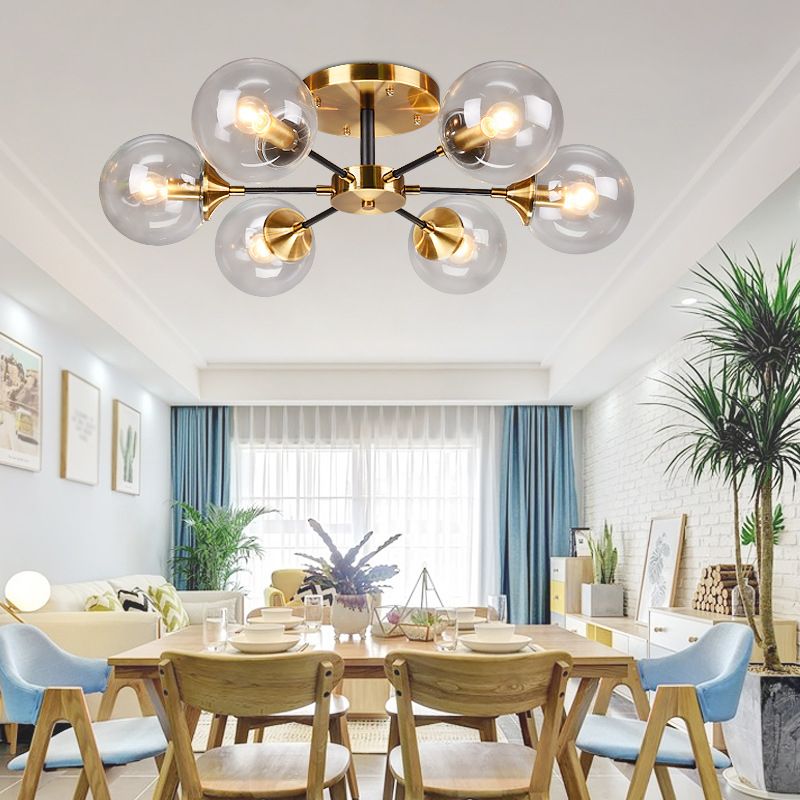 Globe Semi Flush Mount Lighting Minimalist Glass Dinning Room Semi Mount Lighting