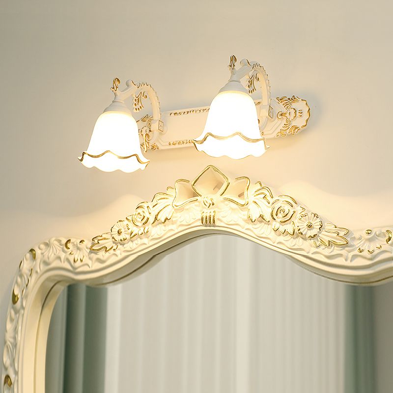 Traditional Simplicity Bell Vanity Sconce Lights Milk Glass Wall Mount Light Fixture for Bathroom