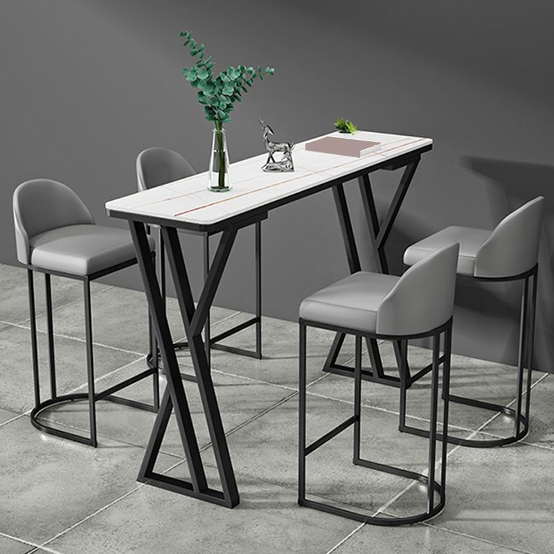 Modern Style Bistro Bar Table Rectangle Stone Top Bar Table for Dining Room
