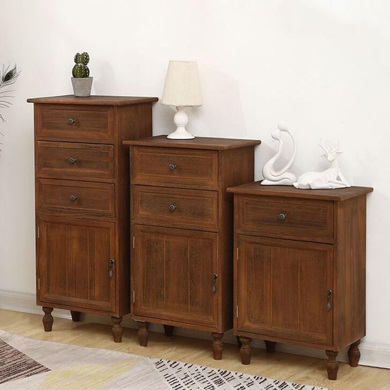 Industrial Bracket  Legs Accent Cabinet with Door and Drawers Storage Cabinet