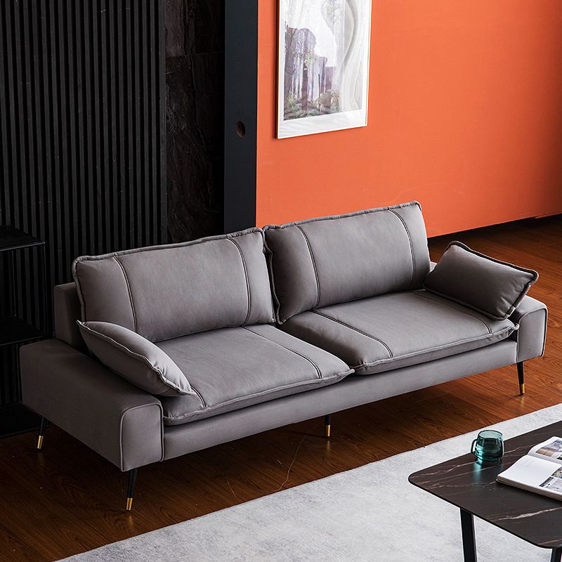 Faux Leather Pillow Top Arm Sofa with Pillow Back Cushions for Living Room