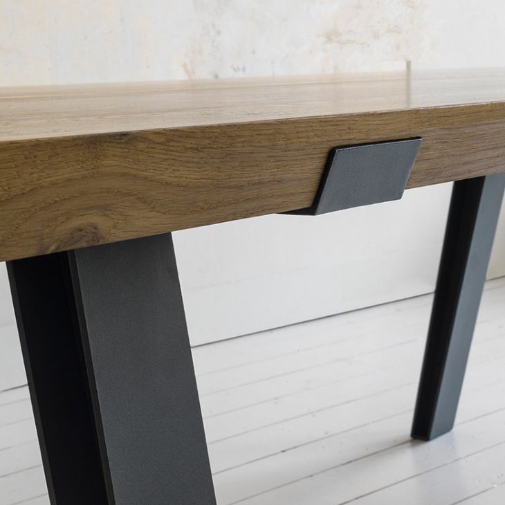 Rectangle 4 Legs Industrial Table Wood Color Fixed Table of Solid Wood