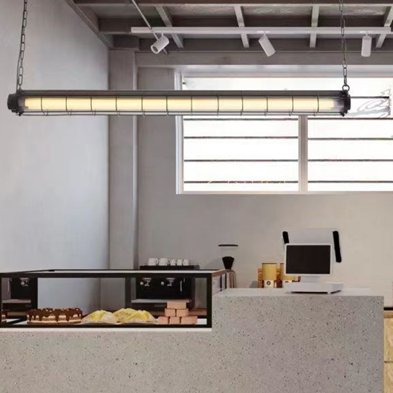 Industrial Style Hanging Lamp Iron Frame Island Light Fixture for Dining Table