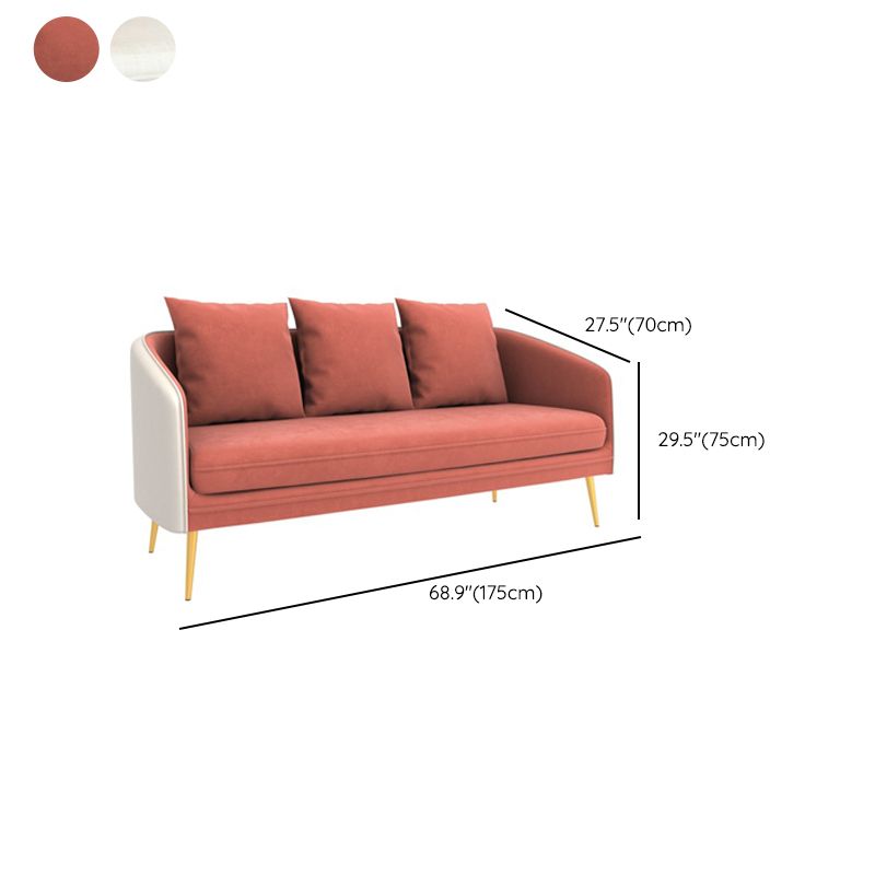 Contemporary Sloped Arm Standard Sofa Tight Back Leather/Velvet Sofa
