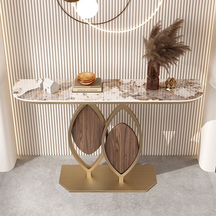Half Moon Console Accent Table Antique Finish Sofa Console Table in Stone