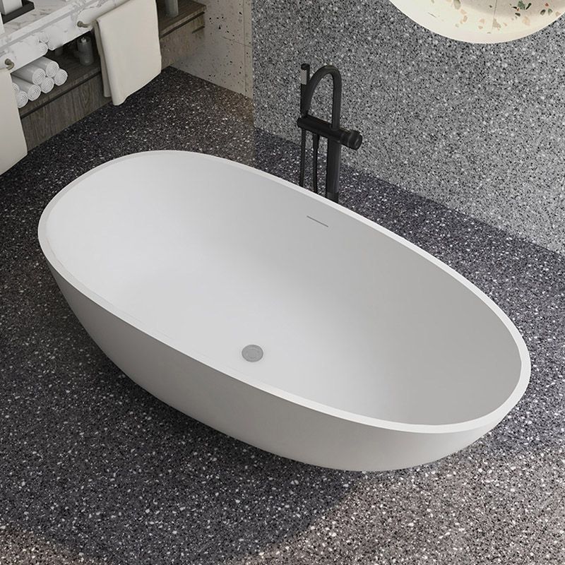 Modern Ellipse Stone Bathtub Freestand Soaking Bathtub with Drain Bath Tub