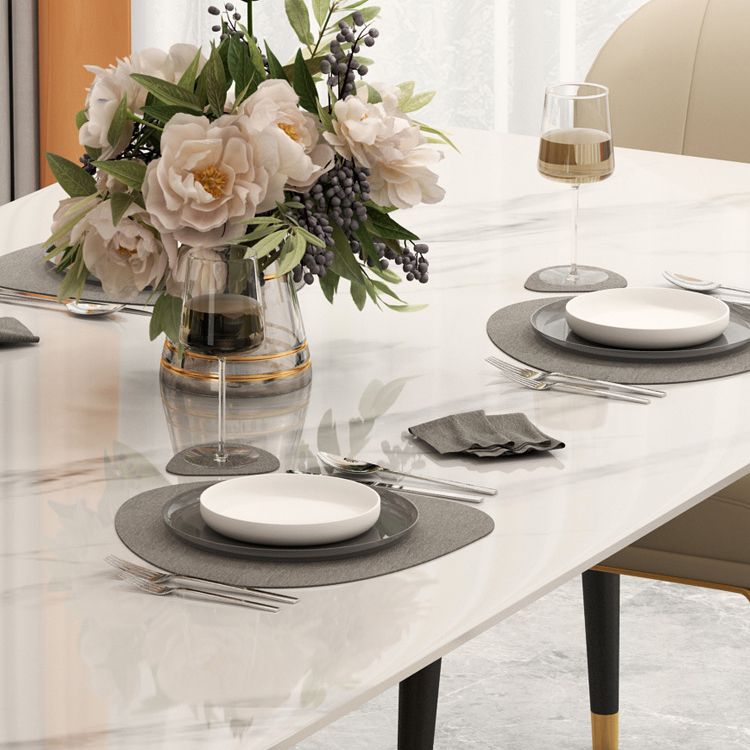 Traditional Luxury Pedestal Table Stainless Steel Base Rectangle Dinner Table for Home