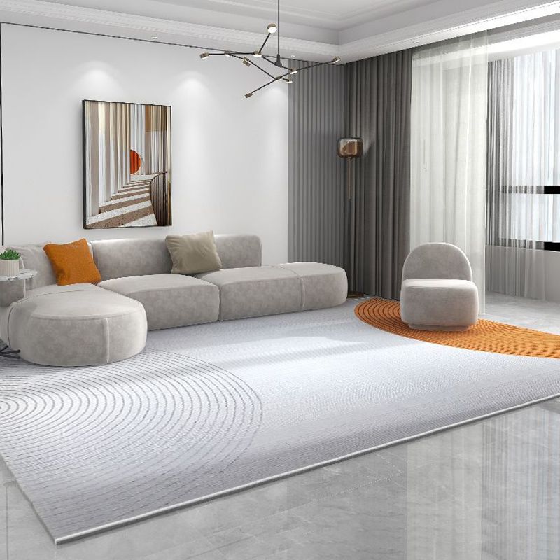 Orange Straight Stripe Rug Polyester Modern Rug Stain Resistant Rug for Living Room