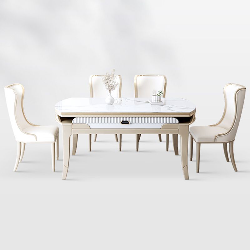 Nordic 1/2/5/7 Pieces Furniture Round Stone Dining Table Set in White