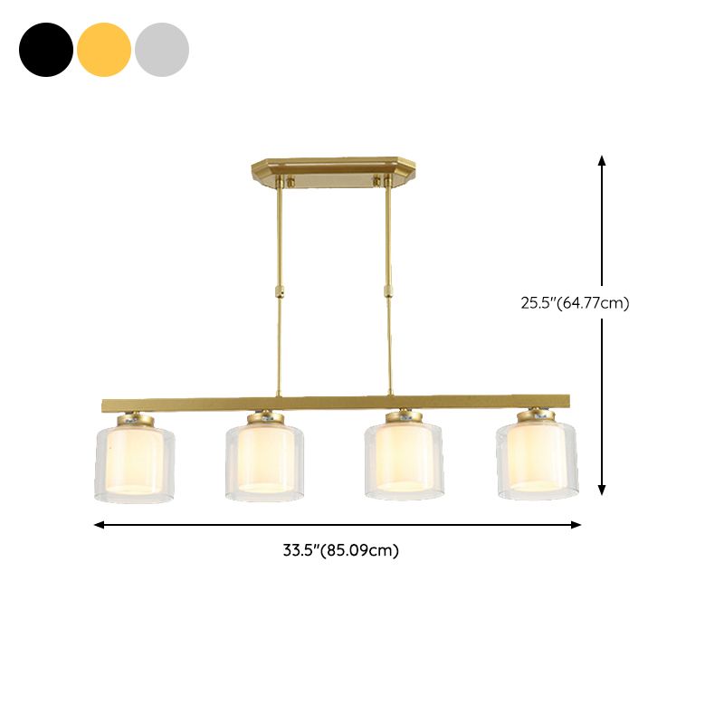 Glass Cylinder Island Pendant Lighting Modern Multiple-Light Island Light Fixtures