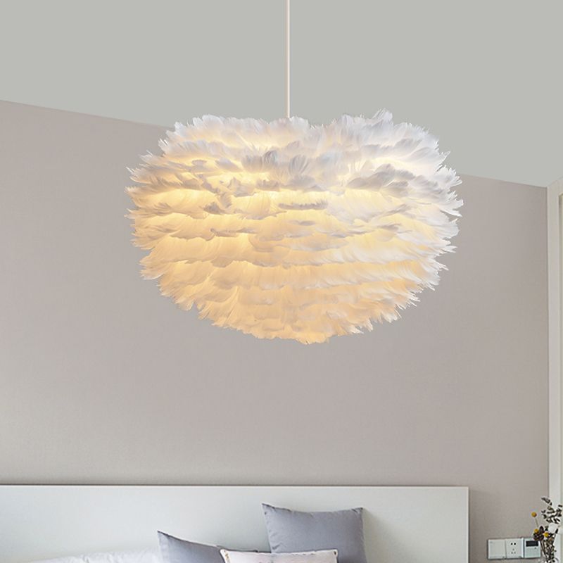 Lampada lampadinale Globe moderni lampadario a lampadario bianco multipla con tonalità di piuma