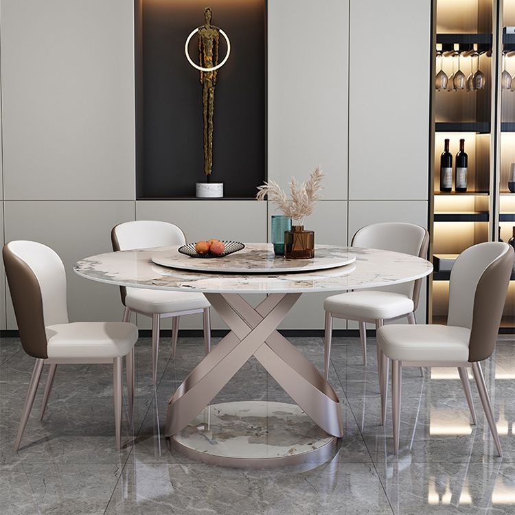 29.52''H Glam Round Dining Table Standard Sintered Stone Dining Table with Pedestal Base