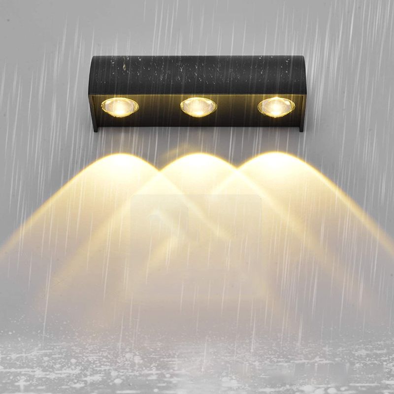 3 Lights Modern Style Wall Lamp Metal Sconces in Black for Outdoor