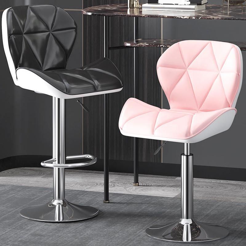 Modern Adjustable Height Swivel Stool Matte Finish Upholstered Bar Stools