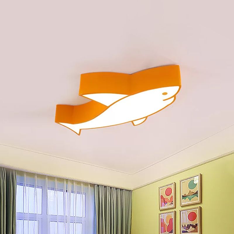 Lámpara LED para niños con pantalla acrílica, iluminación empotrada con montaje empotrado de tiburón rojo/amarillo/azul