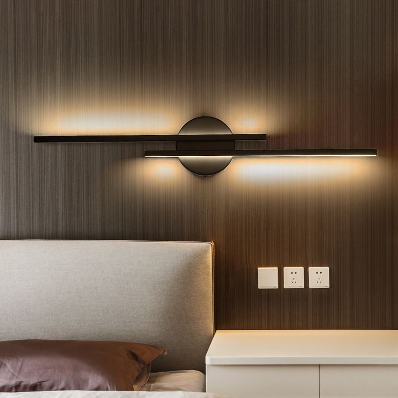 Modern Minimalist Style Linear Sconce Light Fixtures Metal 2 Lights Wall Lighting