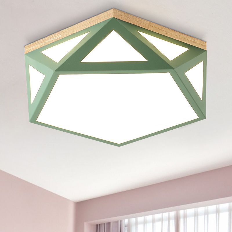 Modern Geometric Acrylic Flush Light 16.5"/20.5" W LED Gray/Green/White Ceiling Flush Mount for Bedroom, Warm/White/Natural/3 Color Light