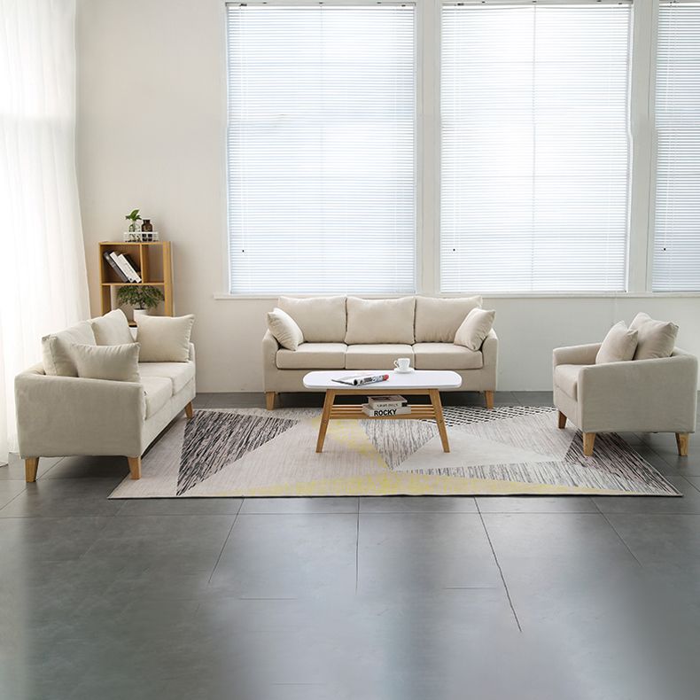 Scandinavian Pillow Top Arm Sofa with Sewn Pillow Back for Apartment
