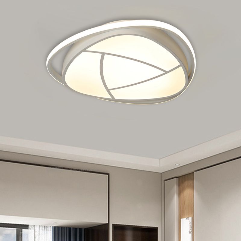 Flower Bedroom Ceiling Flush Mount Metal LED Simple Flushmount in White with Acrylic Shade
