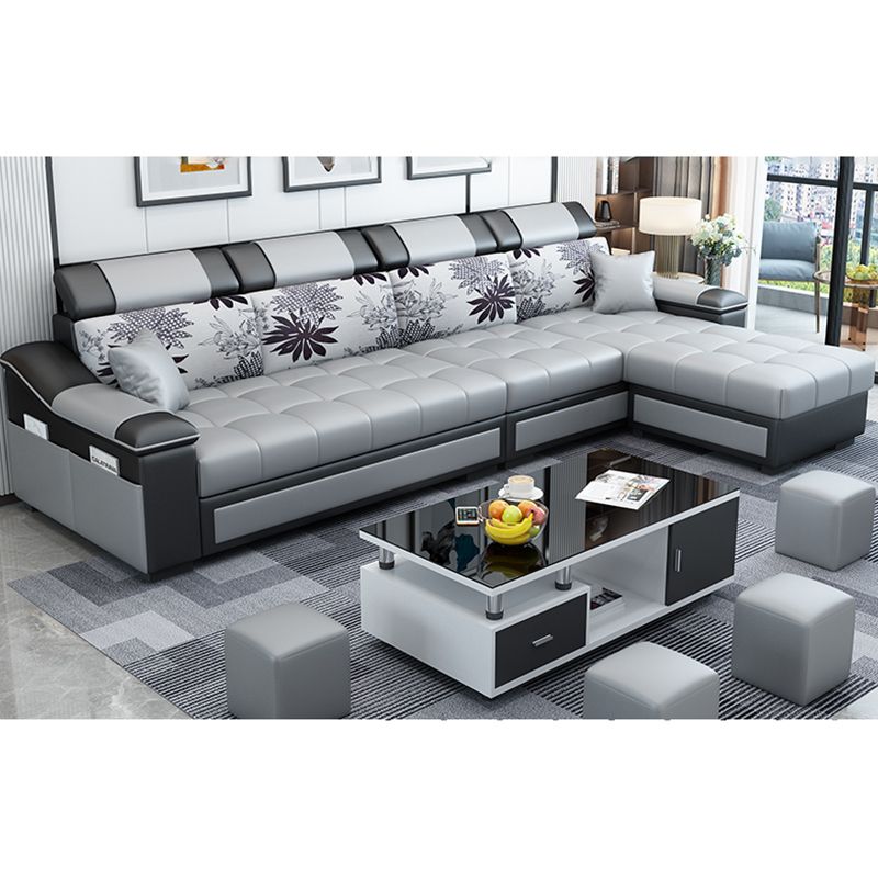 Contemporary Pillow Top Arm Reversible L-Shape Furniture Sectionals