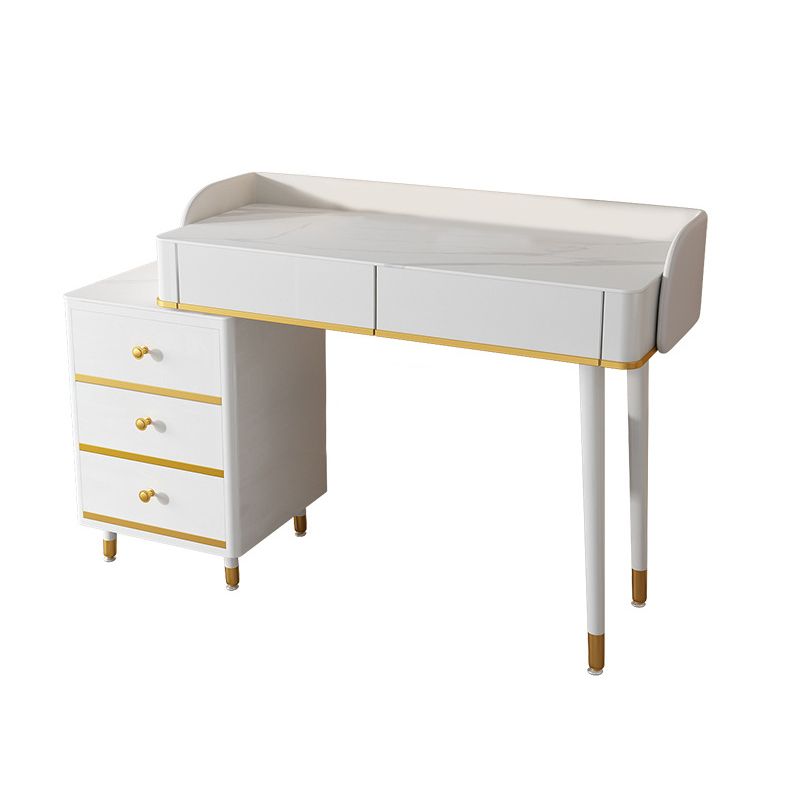 Contemporary White Makeup Vanity Desk Slate top Vanity Dressing Table