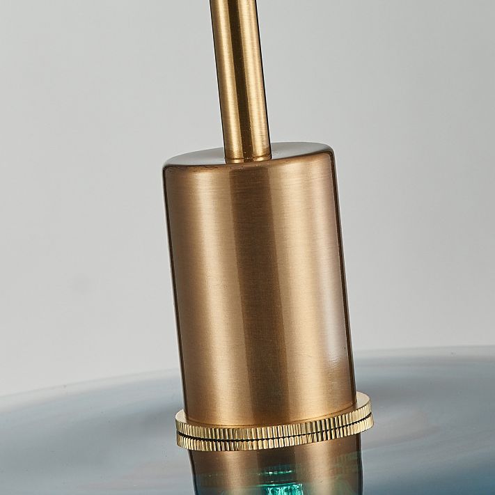 Dark Blue Cylindrical Glass Suspension Light Post-modern Style Minimalism Single Bulb Hanging Light