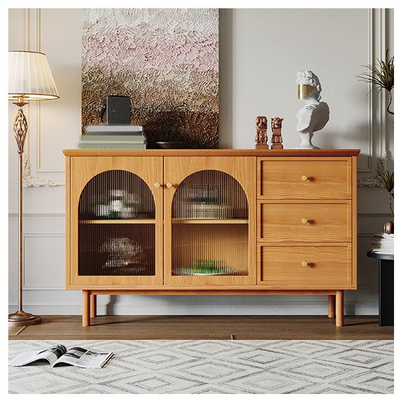 Glam Style Cabinets Storage Buffet Stand Wood Buffet Sideboard with 3-Drawers