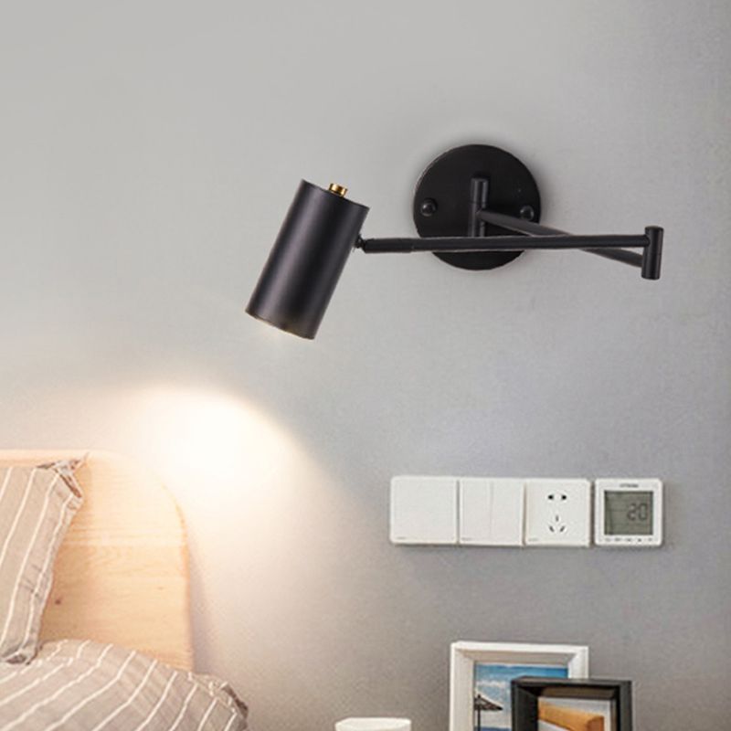 Half Cylinder Shade Swing Arm Wall Lighting Modern Style Metal 1 Light Sconce Lamp