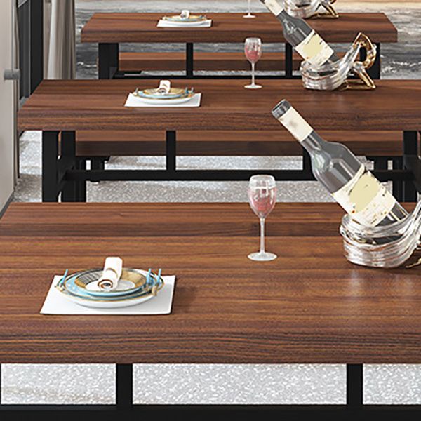 Industrial Rectangle Dining Table Wooden Table with Metal Base for Home Use