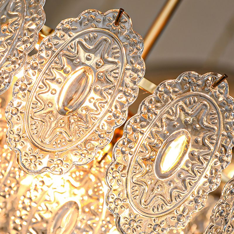 Contemporary Style Geometry Pendant Chandeliers Glass Hanging Light Fixtures in Gold