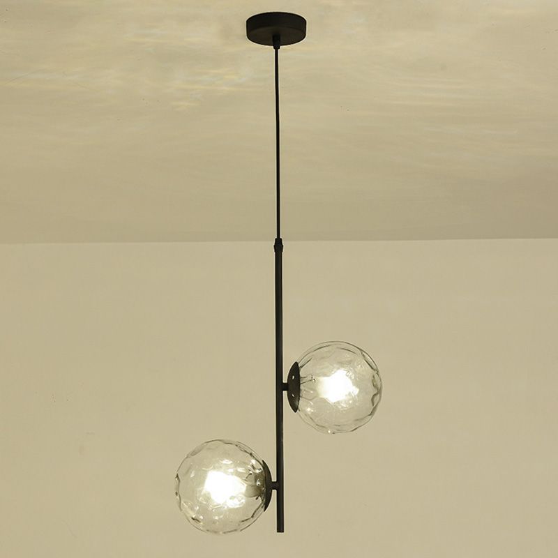 2 Lichte bolvormige tak Hangende lichten Moderne stijl Glazen hangende verlichting voor slaapkamer