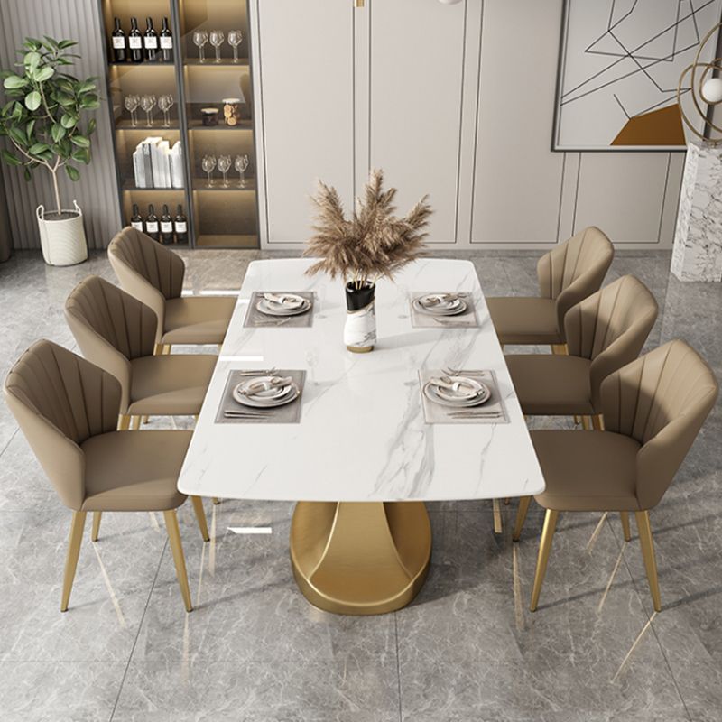 Luxury 1/2/5/6/7 Pieces Dining Set Sintered Stone Dining Table Set with Leather Chairs