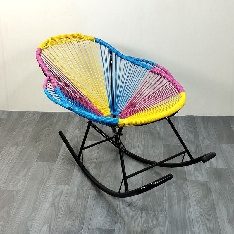 Modern Rocking Chair Wicker Woven Rope Weather-Resistant Rocker