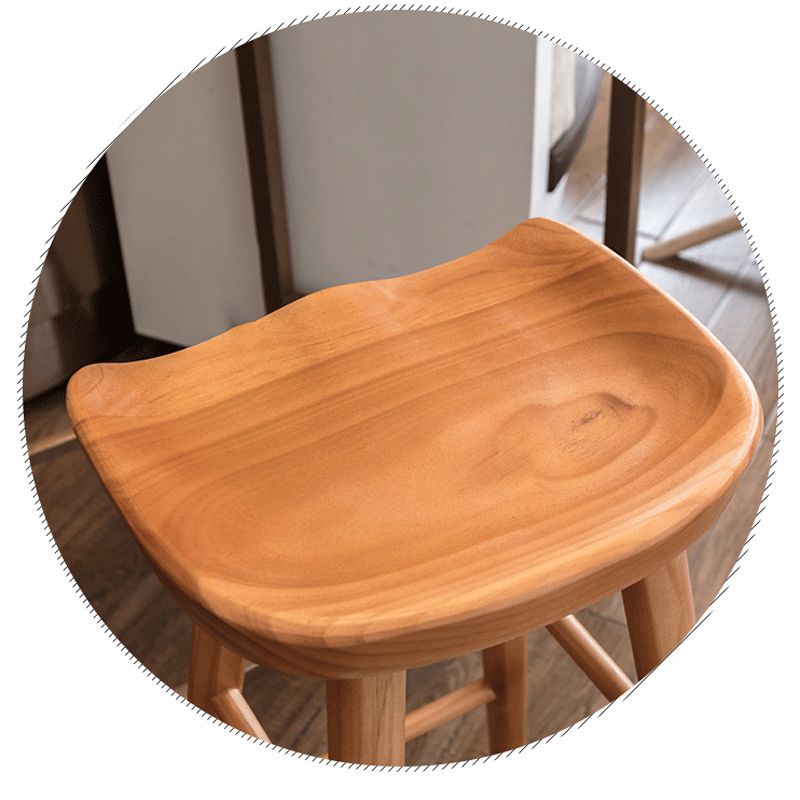 Solid Wood Dining Stool Contemporary Backless Bar Stool with Footrest