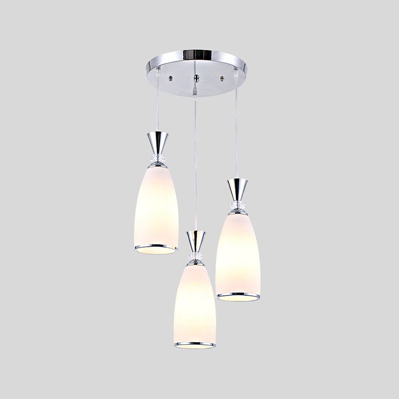 Salle à manger suspendue pendante de style moderne avec une teinte en verre blanc