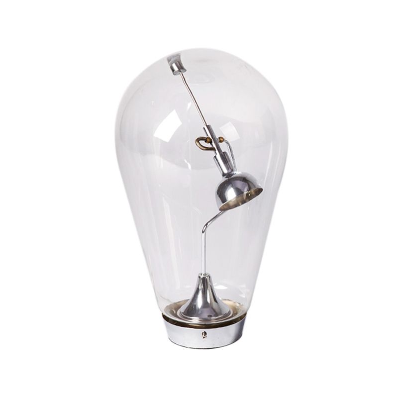 LED Bowl Desk Leicht Industrial Silver Metal Night Tischlampe mit birbemförmigem Glasthenschatten, 6,5 "/10" W.