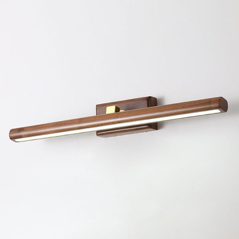 Wood Linear Wall Sconce Modern 1 Light Mirror Wall Mount Light Fixture