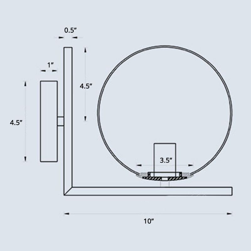 Minimalistische kogelwandlamp Opaline glas 1 lamp gangpad lampje met rechterhoekarm in messing