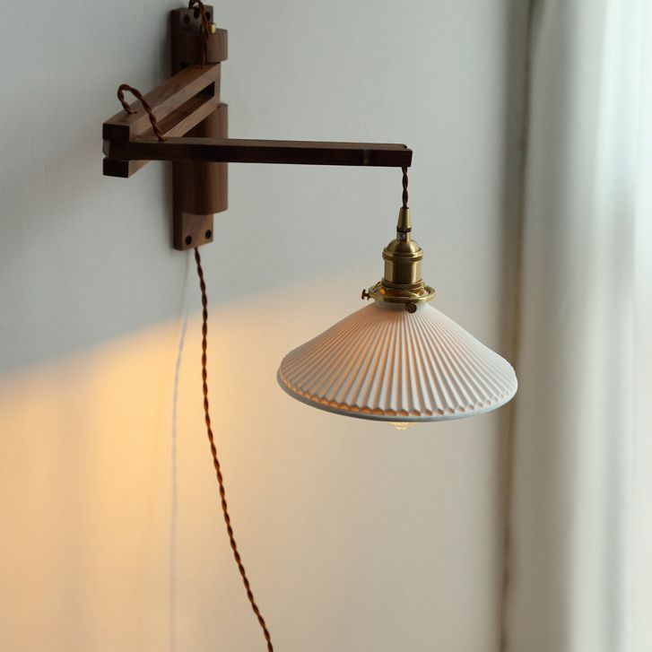 Japanese-Style Retro Style Armed Vanity Light Wood Single Vanity Light