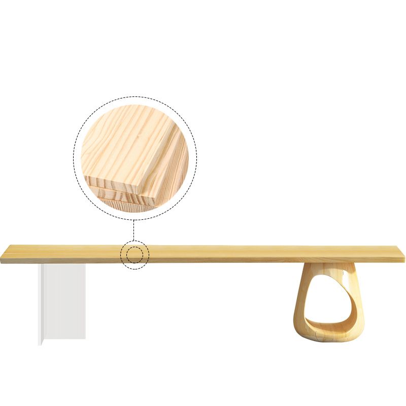 Contemporary 1 Single Coffee Cocktail Table in Pine Wood with 2 Legs