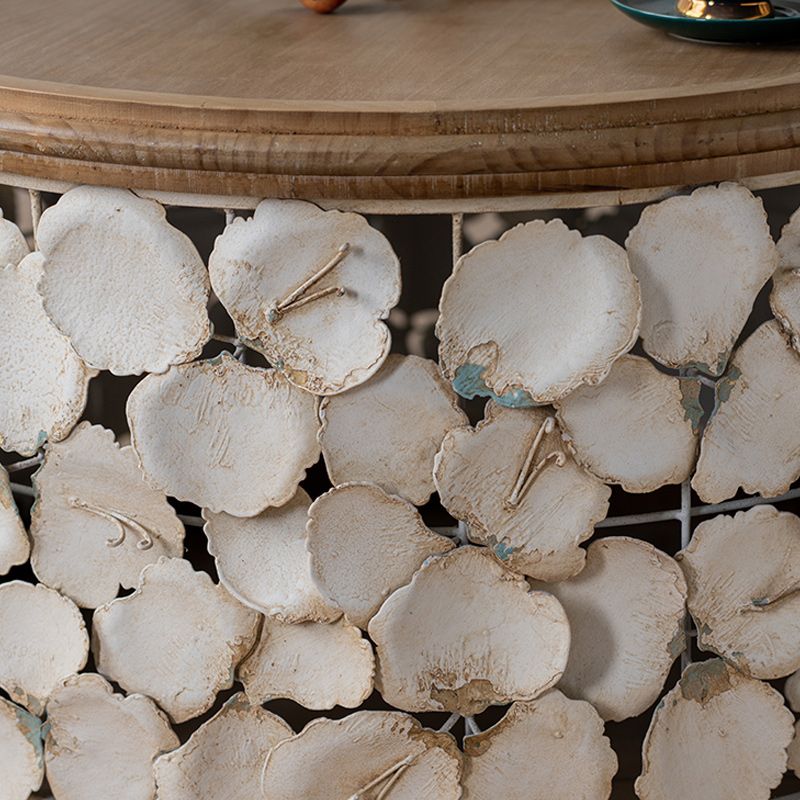 Drum Shaped Coffee Table French Country Distressed Wood Cocktail Table