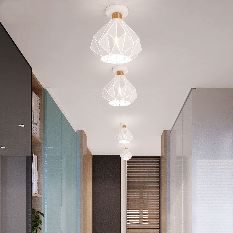 Modern Creative Iron Flush Mount Geometric 1-Light Ceiling Light for Bedroom