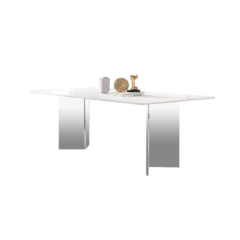 Rectangle Stone Top Dining Table Acrylic Base Modern Dining Table for Living Room