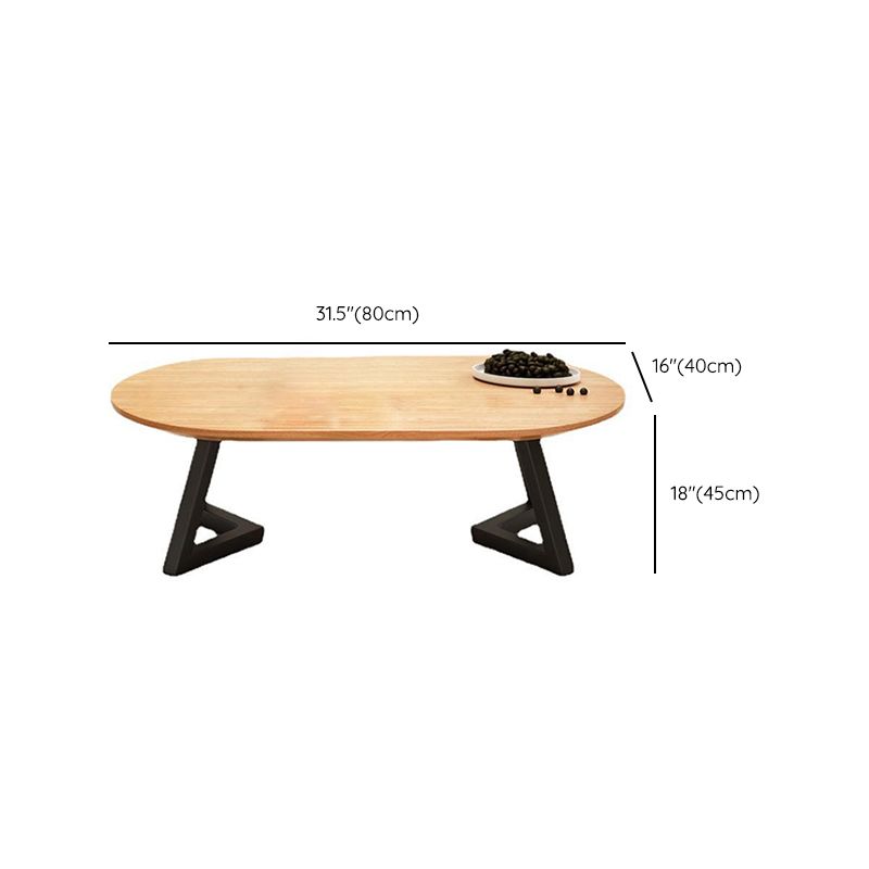Nordic Solid Wood Elliptical Coffee Cocktail Table with 2 Legs